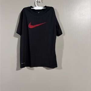 Nike Black Short-Sleeve Tee with Red Swoosh